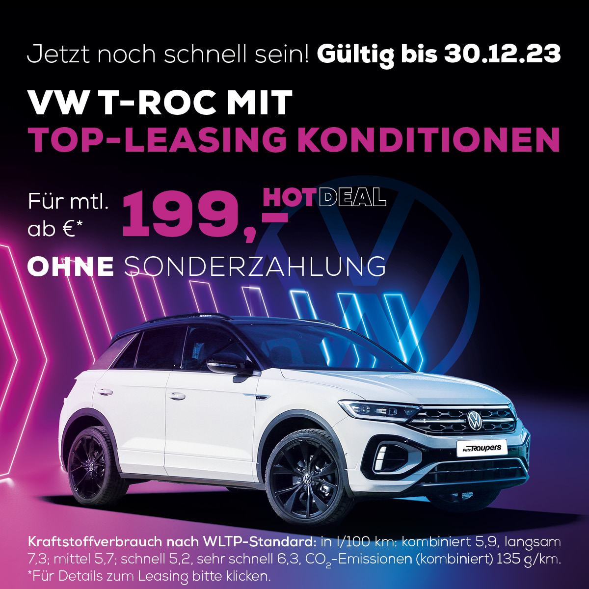 T-Roc mit Top-Leasing Konditionen Raupers in Hannover - Jetzt leasen und sofort im neuen Traum T-Roc durch die City oder übers Land cruisen!